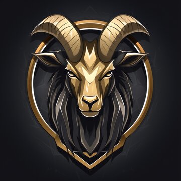 Goat mascot, black and golden color, AI generated Image