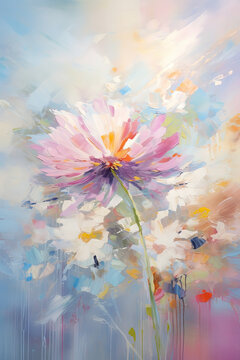 Abstract flowers oil painting