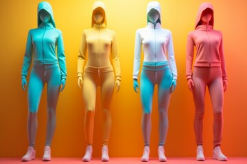 Fototapeta premium Colorful exercise clothing set on sport clothes mannequin Created with Generative AI technology.