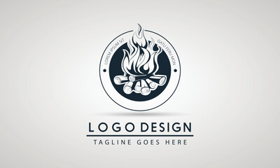 Grill Design Element In Vintage Style For Logotype, Label, Badge And Other Design. Fire Flame Retro Vector Illustration.