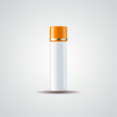 Cosmetics Product Advertising Template. Luxury Spray Bottle, Deodorant Or Freshener With Mist Of Atomizer. Package Mockup. Realistic 3d Vector Illustration On Grey Background