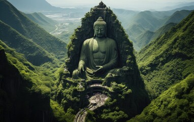 Fototapeta premium The huge statue of Buddha on the mountain. 