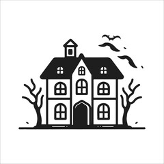 halloween haunted house illustration