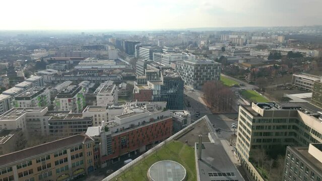 Birdseye view of Arcueil cityscape near Paris in France