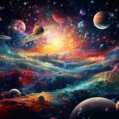 vibrant galaxy with planets 