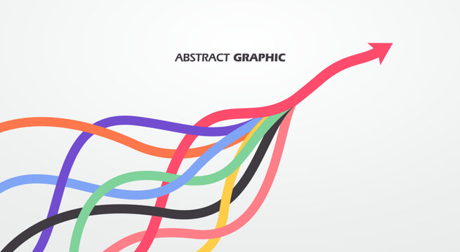 Multiple colored ropes converging into arrows in the same direction, vector graphics.