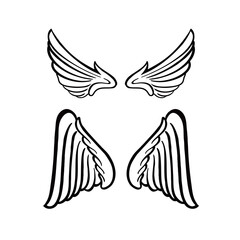 simple vector set of color editable wings