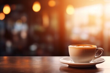 Morning Brew Cup of Coffee with Bokeh Background. Generative Ai