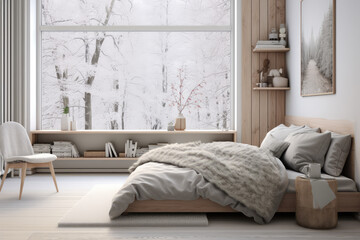 interior of a bedroom ,nordic style
