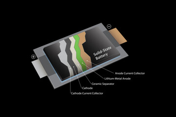 Solid-State Battery Cell. Solid State Battery that uses solid electrodes and solid electrolyte.