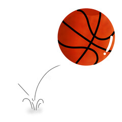 Basketball ball bouncing on the floor