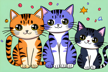 Celebrate World Cat Day and draw cute cats playing happily. Generative AI