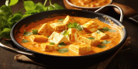 Delicious paneer bater masala dish in an Indian restaurant. Generative AI