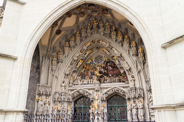 Arched stone door of historic church