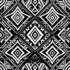 Black and white ethnic seamless pattern. Aztec style. Vector illustration.