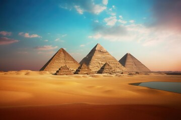 concept art illustration of egyptian pyramids in Giza, Egypt, Generative AI