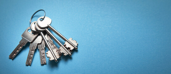 Keys on the blue background.