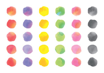 Round (circle) vector icon set with watercolor texture
水彩のにじみ丸（円）ベクターアイコンセット