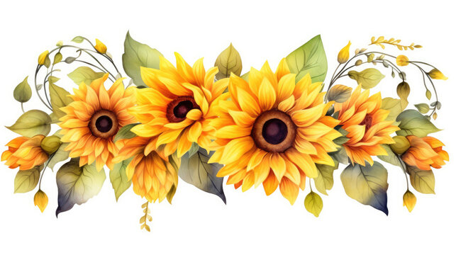Watercolor image of Sunflower border