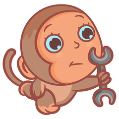 Maintenance monkey cartoon gesture