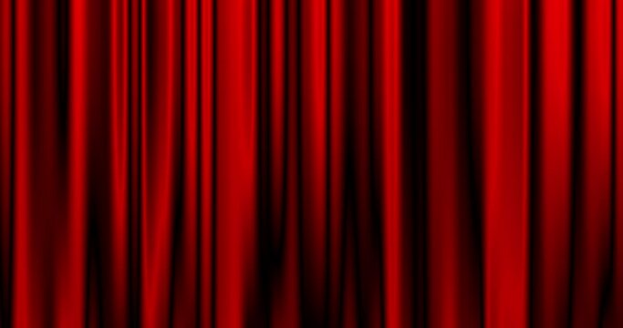 赤色のサテン風のステージカーテンがなびく抽象的なアニメーション背景素材