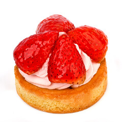 Strawberry tart on a white background