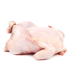 Chicken carcass for baby food on a white background