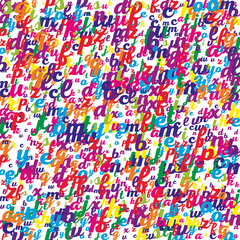 Scattered letters of latin alphabet. Colorful