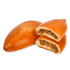 Meat pies on white background