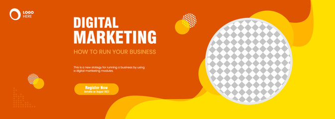 Red and Yellow Banner Digital marketing concept template Design, and social media post digital marketing banner design