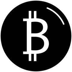 bitcoin icon black and isolated vector illustration