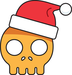 Obraz na płótnie Canvas Christmas santa skull flat line icon