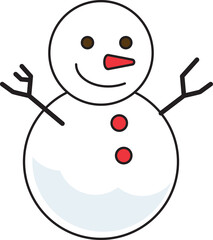 Christmas snowman flat line icon