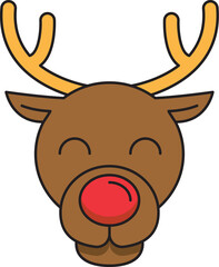 Christmas reindeer flat line icon
