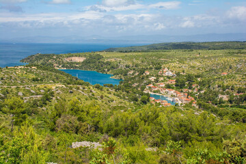 Fototapeta na wymiar The rural landscape near Bobovisca on Brac Island in Croatia in May