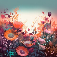 Fototapeta na wymiar Flowers illustration background wallpaper ai generated