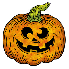 hand drawn halloween pumpkin isolated on white
