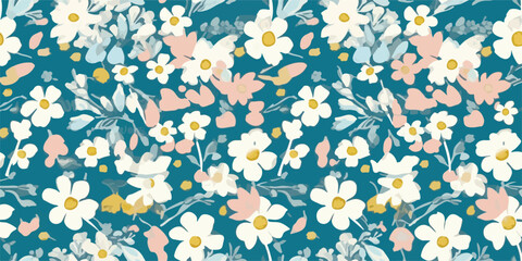 Beautiful seamless floral pattern with cute abstract flowers.Modern floral pattern. Collage contemporary seamless pattern. Hand drawn pattern