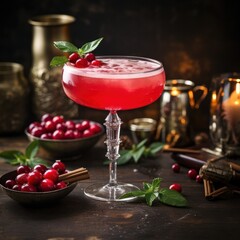 cocktail vodka with cranberries - obrazy, fototapety, plakaty