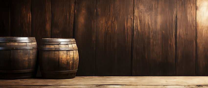 Background of wooden barrels.