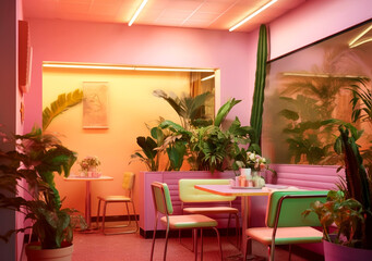 Neon pink vintage coffee shop oder cafe