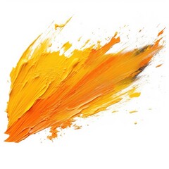 Orange yellow brush stroke isolated on white ai generated