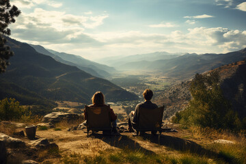 Fototapeta premium Drive through scenic mountain ranges, winding roads, and panoramic vistas, pausing for hikes, picnics, and photography opportunities, and enjoying the tranquility of nature Generative AI