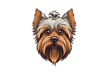 Yorkshire Terrier Dog, Minimalist Style, White Background Cartoonish, Flat Illustration. Logo. Generative AI