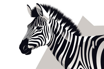 Fototapeta na wymiar Zebra, Minimalist Style, White Background Cartoonish, Flat Illustration.. Generative AI