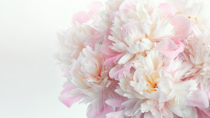 Beautiful fluffy pink peonies flowers background