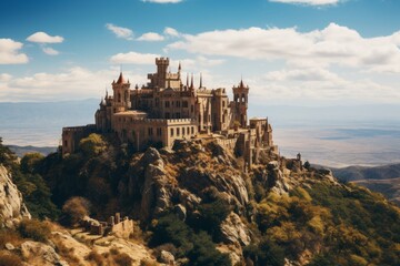 Fototapeta na wymiar Majestic Castle Perched On A Hilltop, Generative AI 