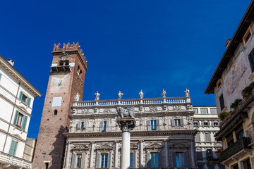 Fototapeta premium Large historical cathedral over blue sky