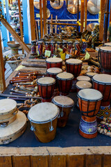 Selection of different musical instruments on sale