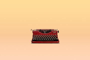 Vintage typewriter on orange gradient background
